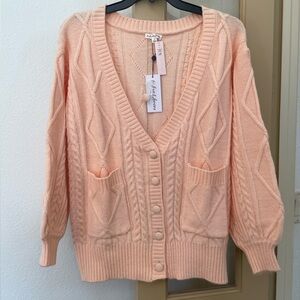 Cable Knit Cardigan Sweater Peach S